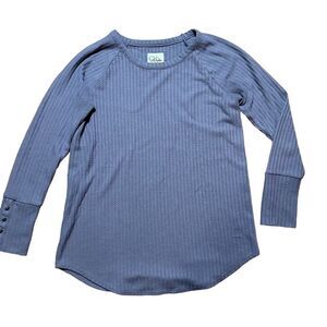 Chaser Lilac Purple Waffle Knit Thermal Button Cuff Long Sleeve sz large